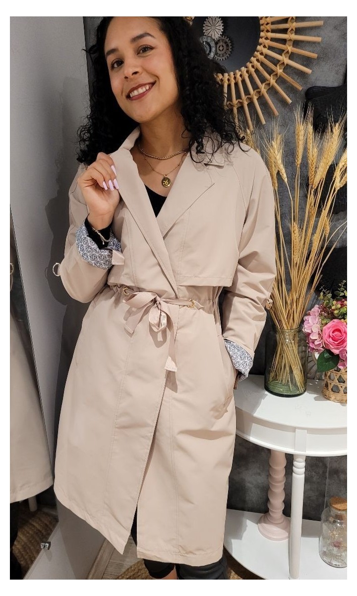Trench Elisabeth ceinturé - boutons pression – coloris beige