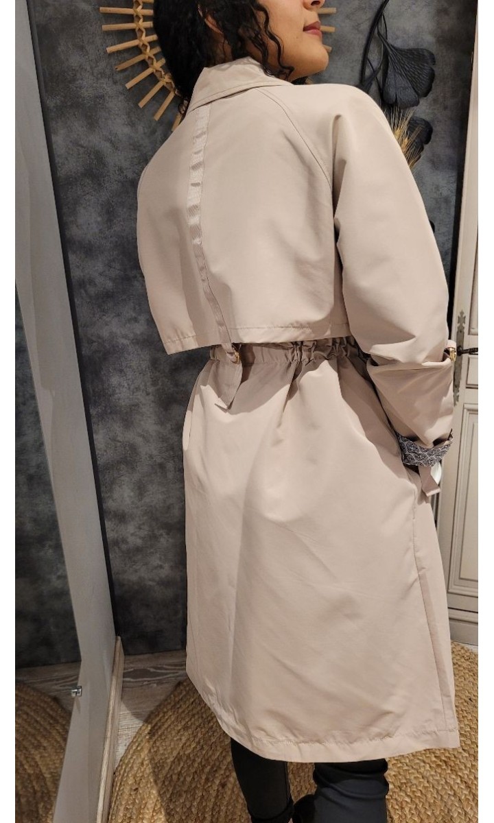Trench Elisabeth ceinturé - boutons pression – coloris beige, vue 3