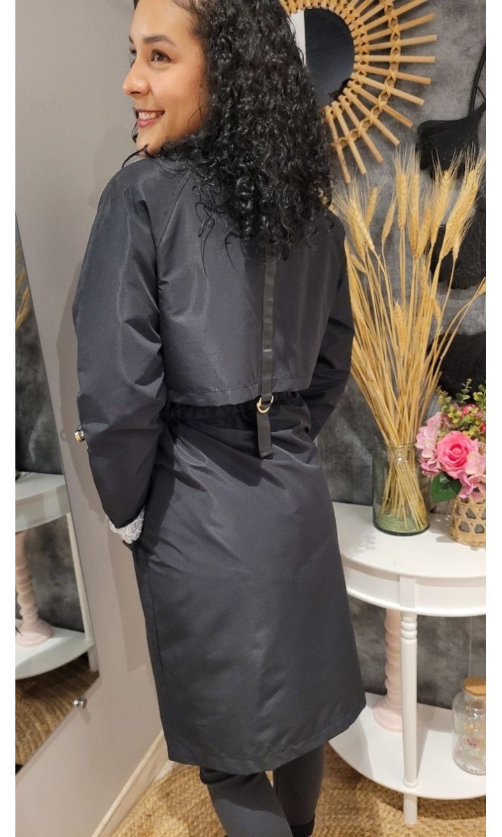 Trench Elisabeth ceinturé - boutons pression – coloris noir