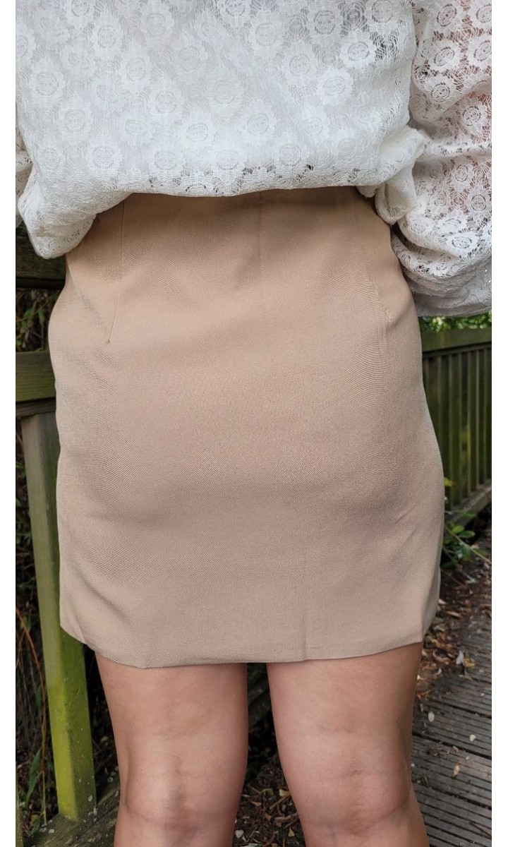 Jupe Edith doublée - petits boutons sur le côté – coloris beige, vue 3