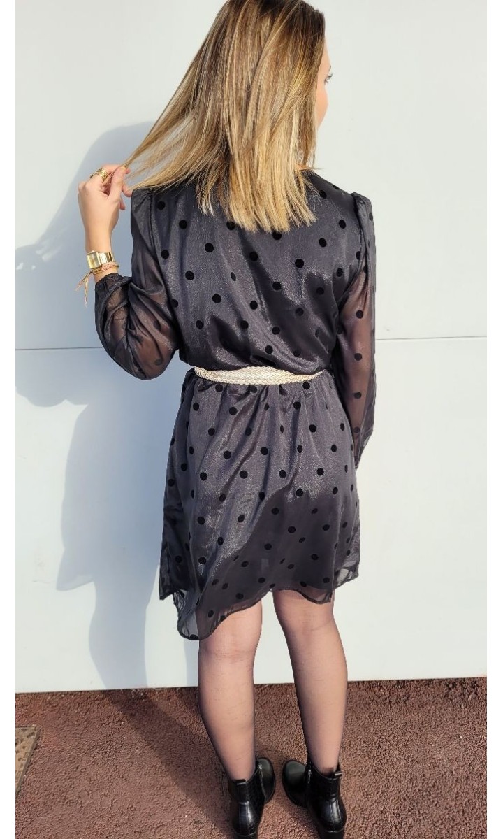 Robe Ceviane plumetis doublée - taille élastique – coloris noir, vue 2