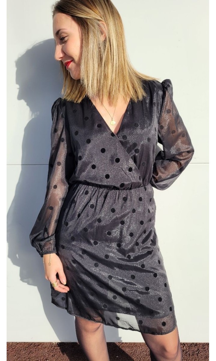 Robe Ceviane plumetis doublée - taille élastique – coloris noir, vue 3