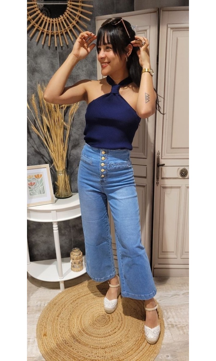 Top Alejandra nœud sur le devant – coloris bleu marine