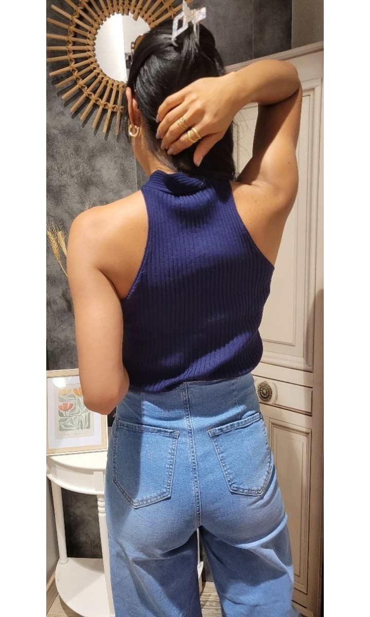 Top Alejandra nœud sur le devant – coloris bleu marine, vue 3