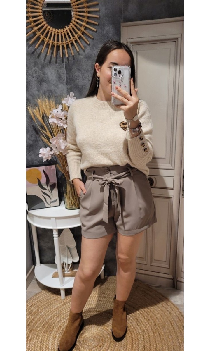 Short Betty ceinture fluide – coloris beige