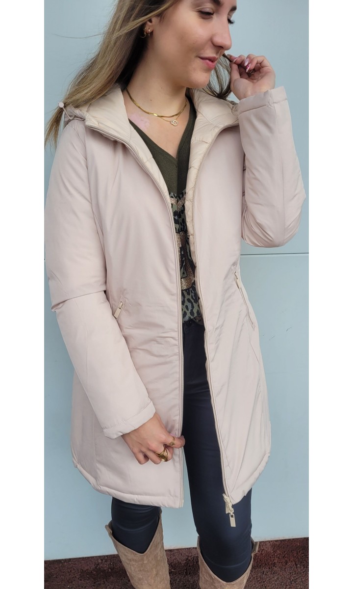 Manteau réversible Karine doudoune à capuche – coloris beige, vue 2