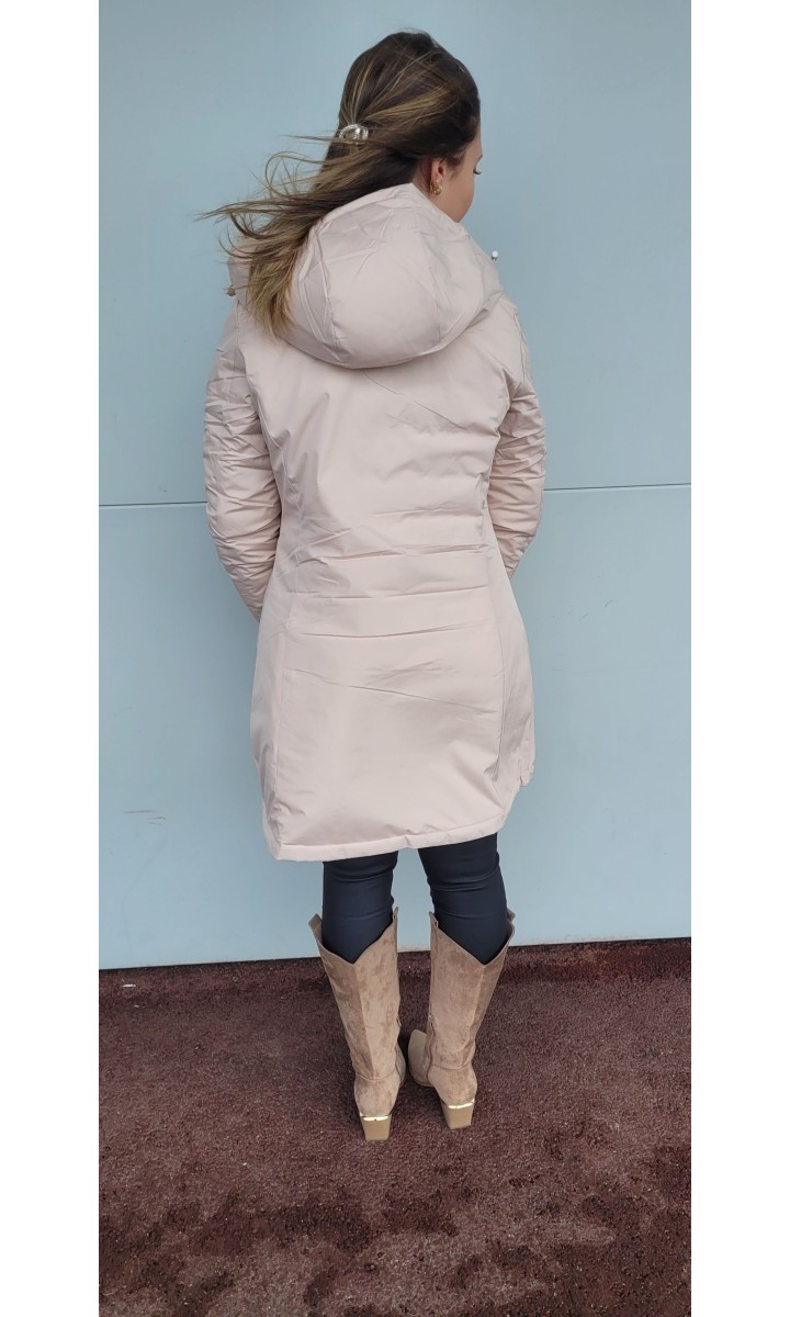 Manteau réversible Karine doudoune à capuche – coloris beige, vue 3