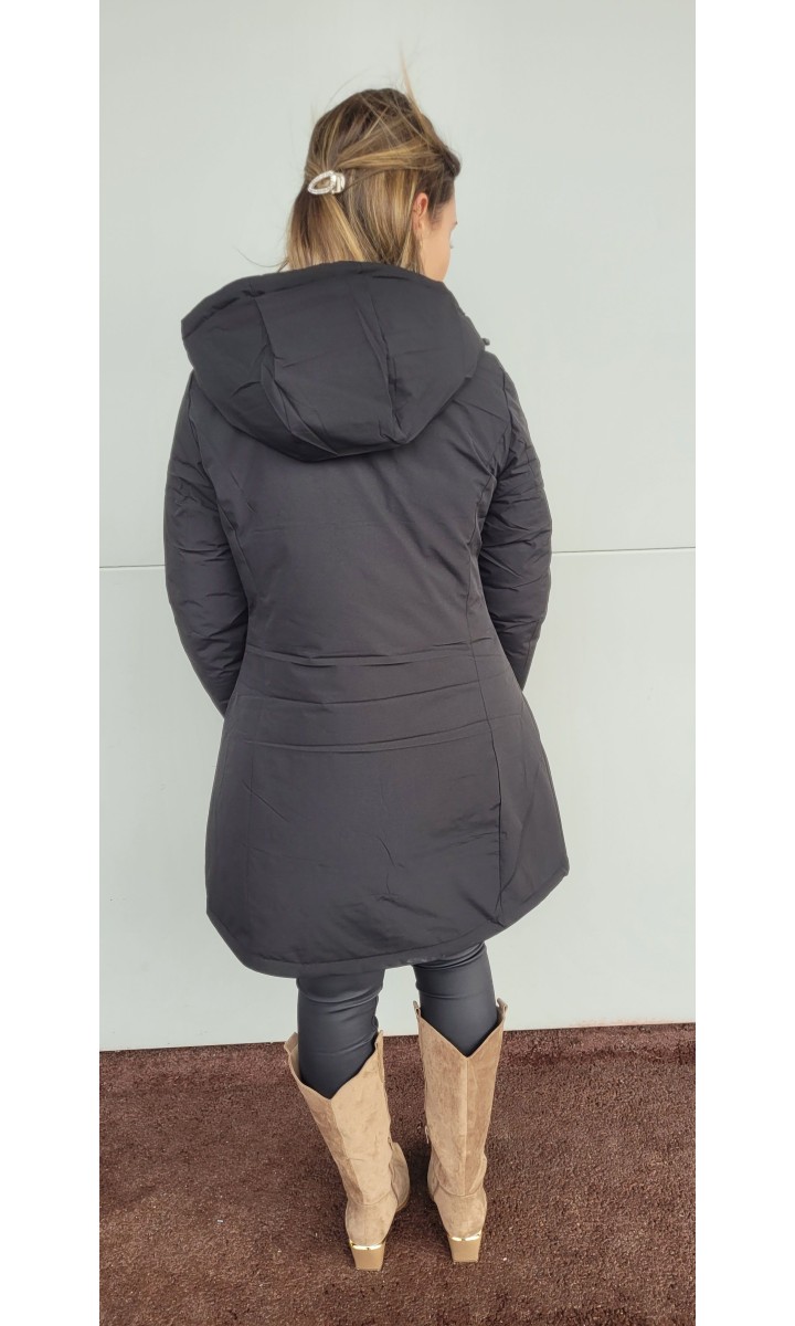 Manteau réversible Karine doudoune à capuche – coloris noir, vue 2