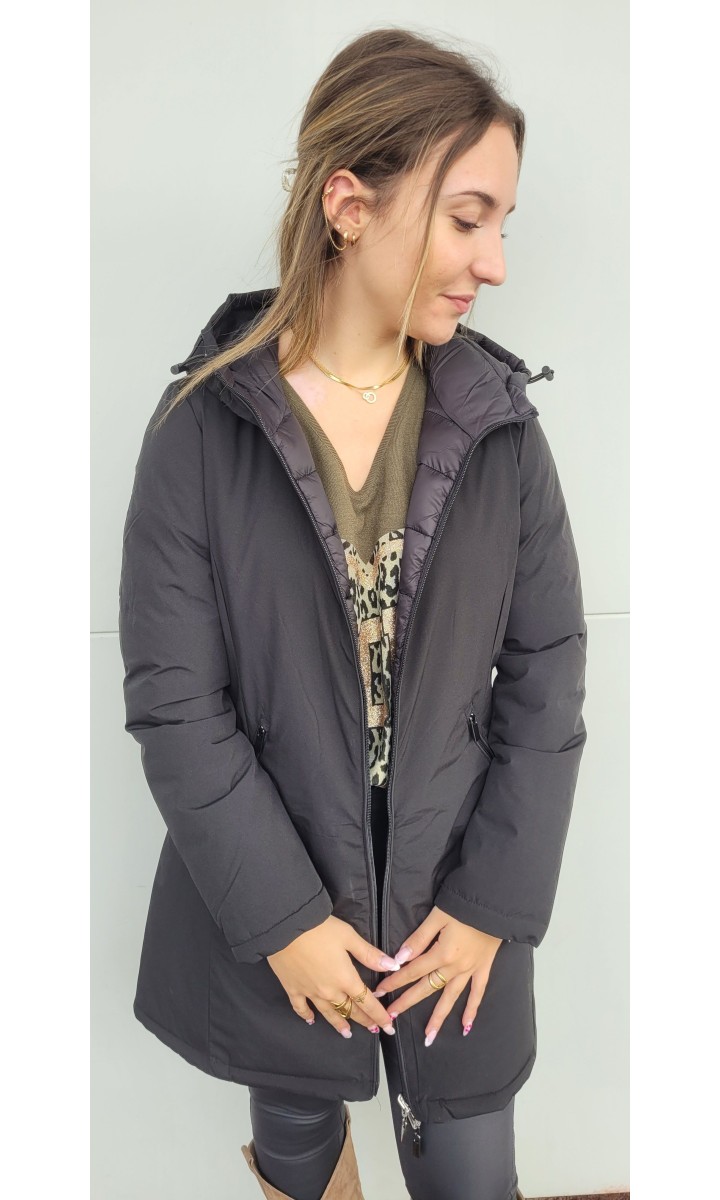 Manteau réversible Karine doudoune à capuche – coloris noir, vue 3