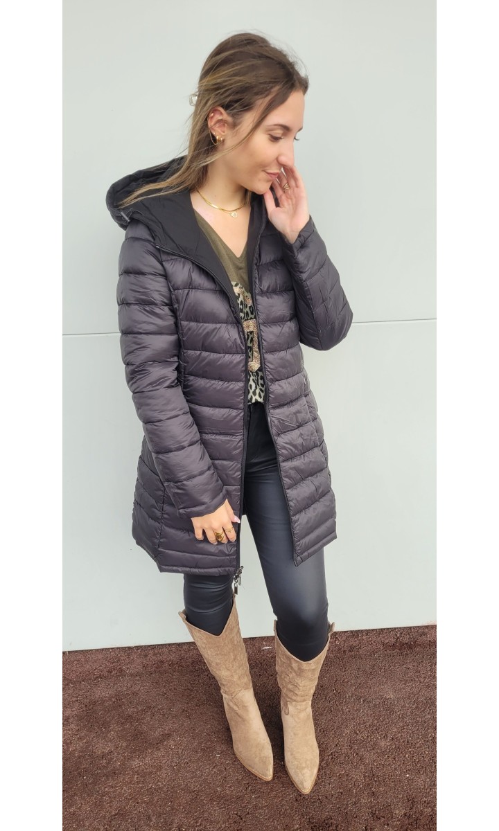 Manteau réversible Karine doudoune à capuche – coloris noir, vue 4