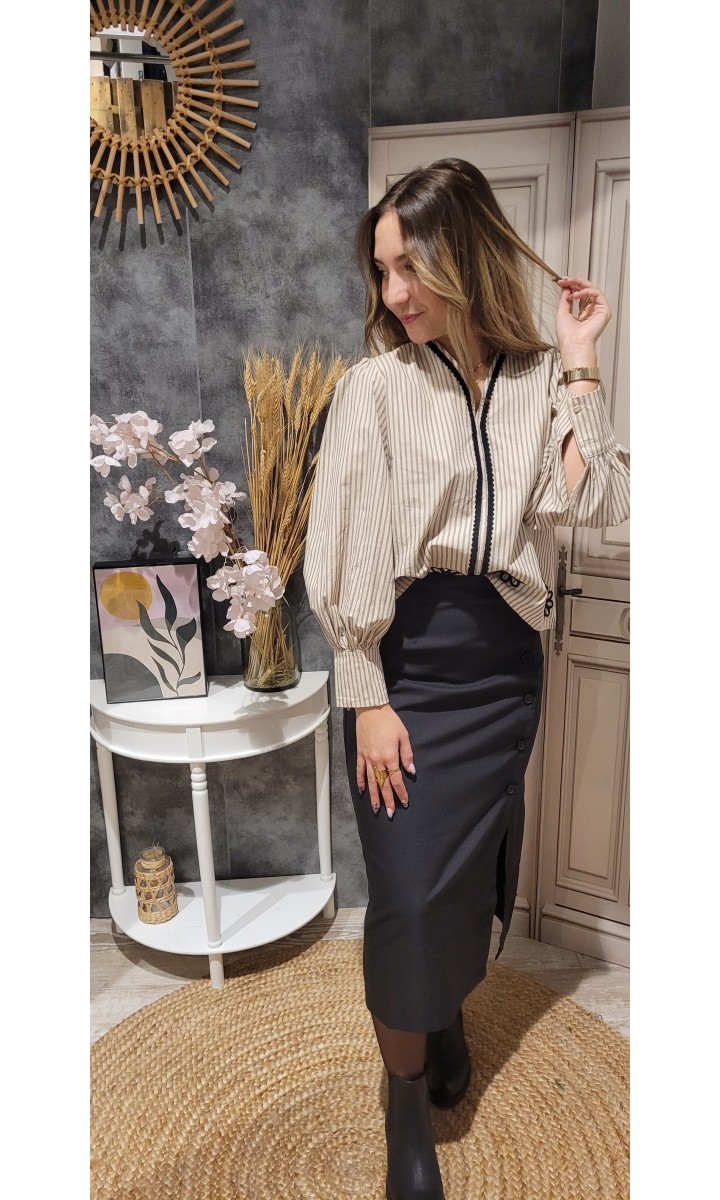 Jupe crayon Tina - taille élastique – coloris noir