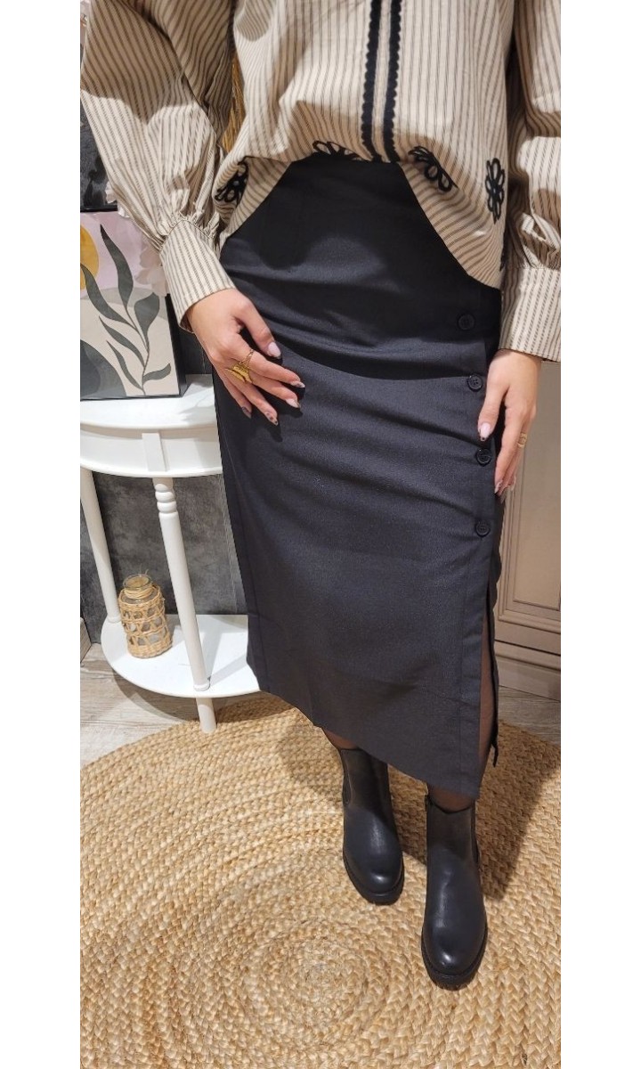 Jupe crayon Tina - taille élastique – coloris noir, vue 2
