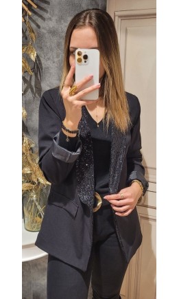 Veste blazer Honora sequins - doublée – coloris noir