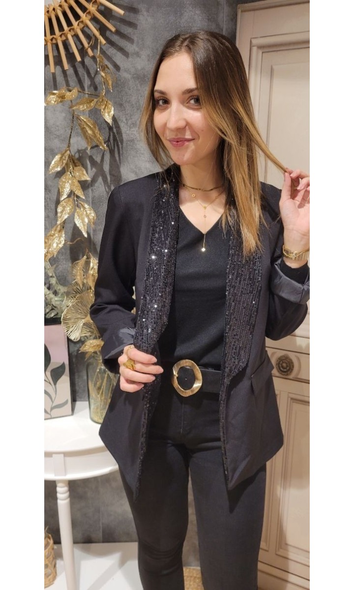 Veste blazer Honora sequins - doublée – coloris noir, vue 3