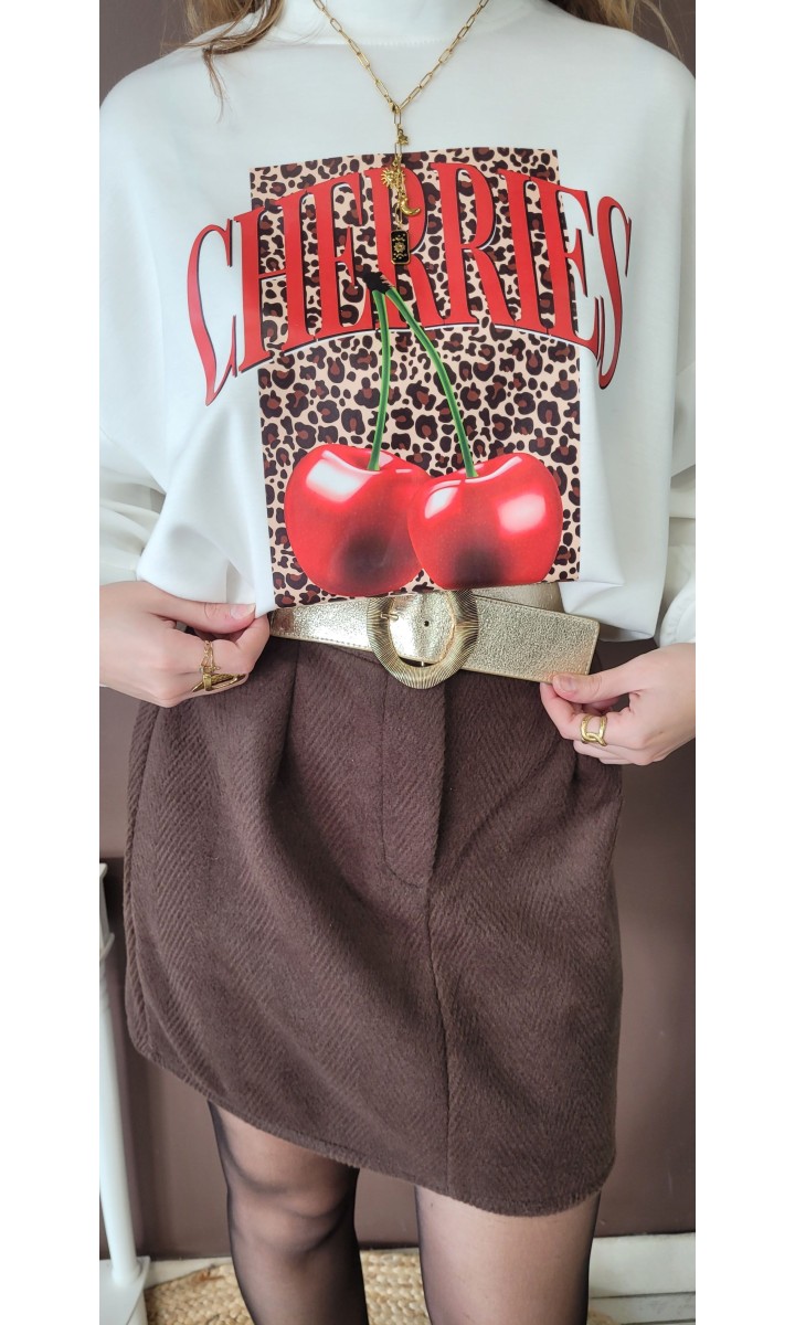 Jupe Carolina velours toucher doux – coloris marron, vue 2
