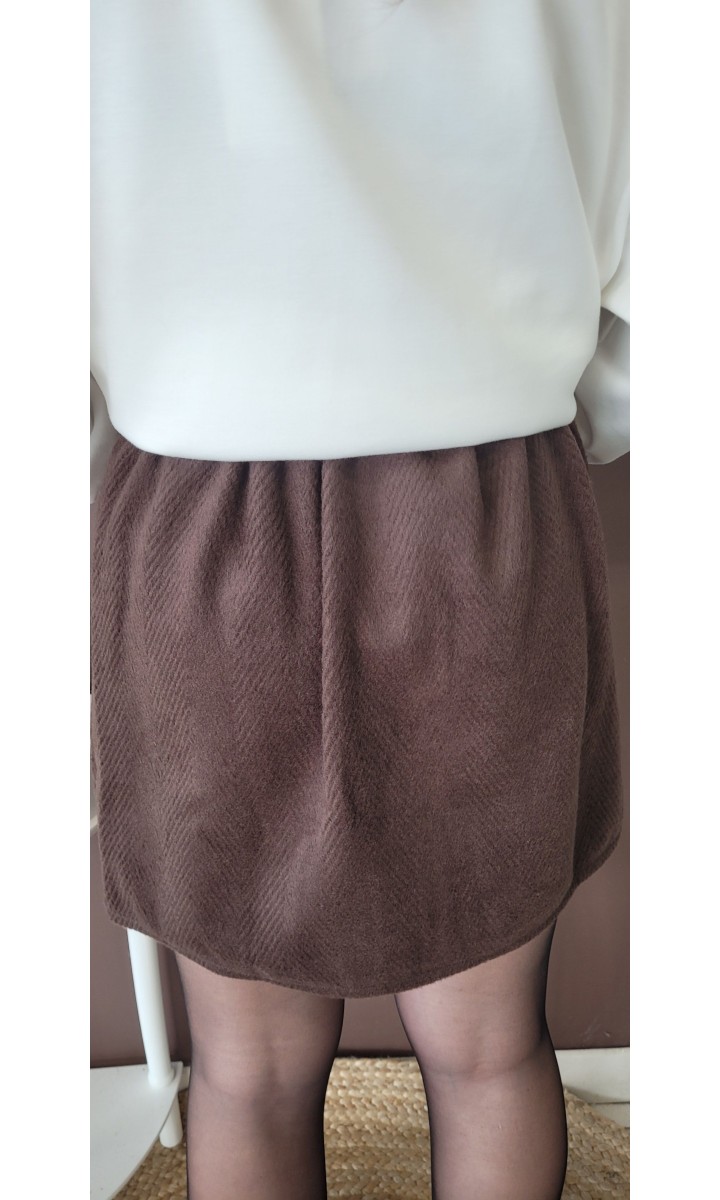 Jupe Carolina velours toucher doux – coloris marron, vue 3