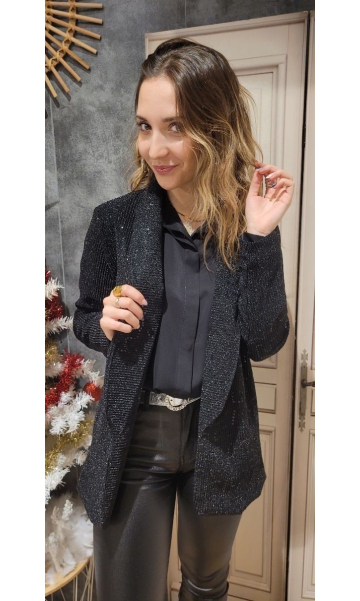 Veste Marie fil lurex argent – coloris noir, vue 2