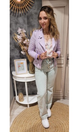 Veste Elisana en suédine zippée – coloris violet