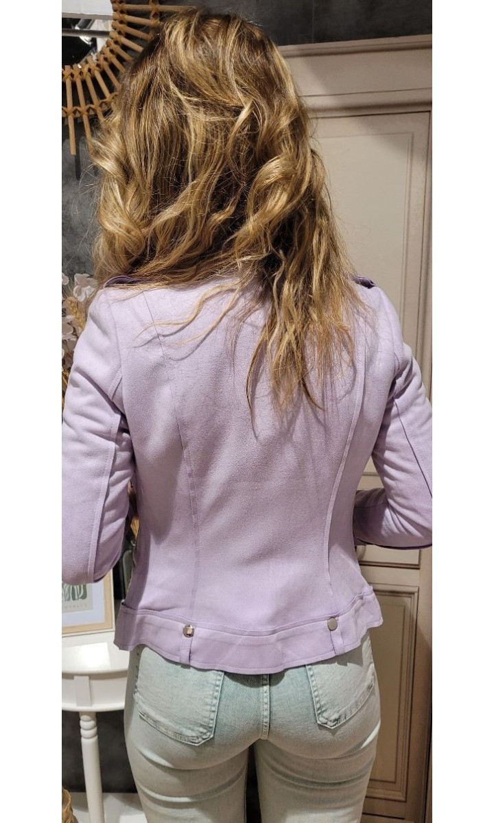 Veste Elisana en suédine zippée – coloris violet, vue 3
