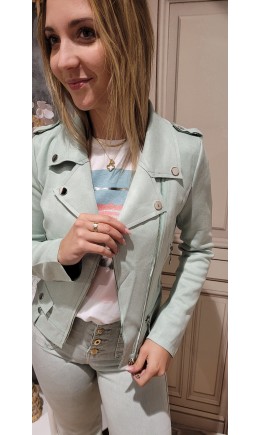 Veste Pomme en suédine zippée – coloris vert pomme