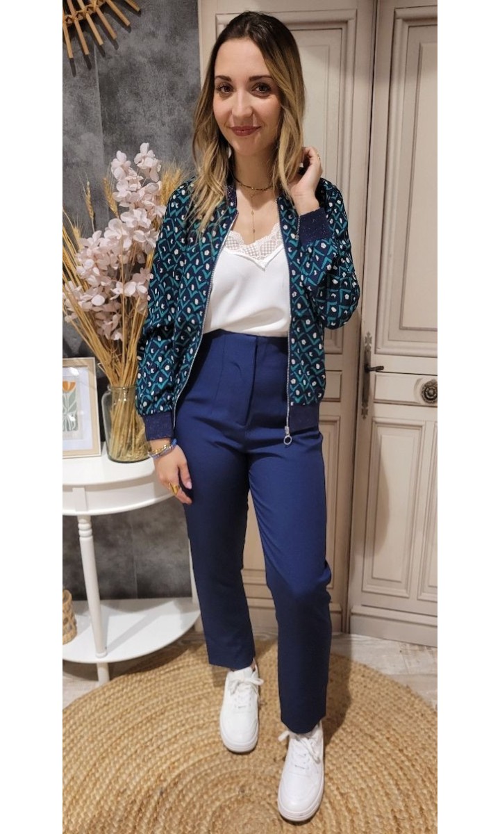 Pantalon Charline à pince confortable – coloris bleu marine, vue 3