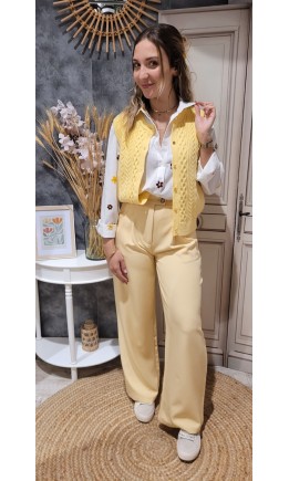 Pantalon Betty fluide à pince – coloris jaune