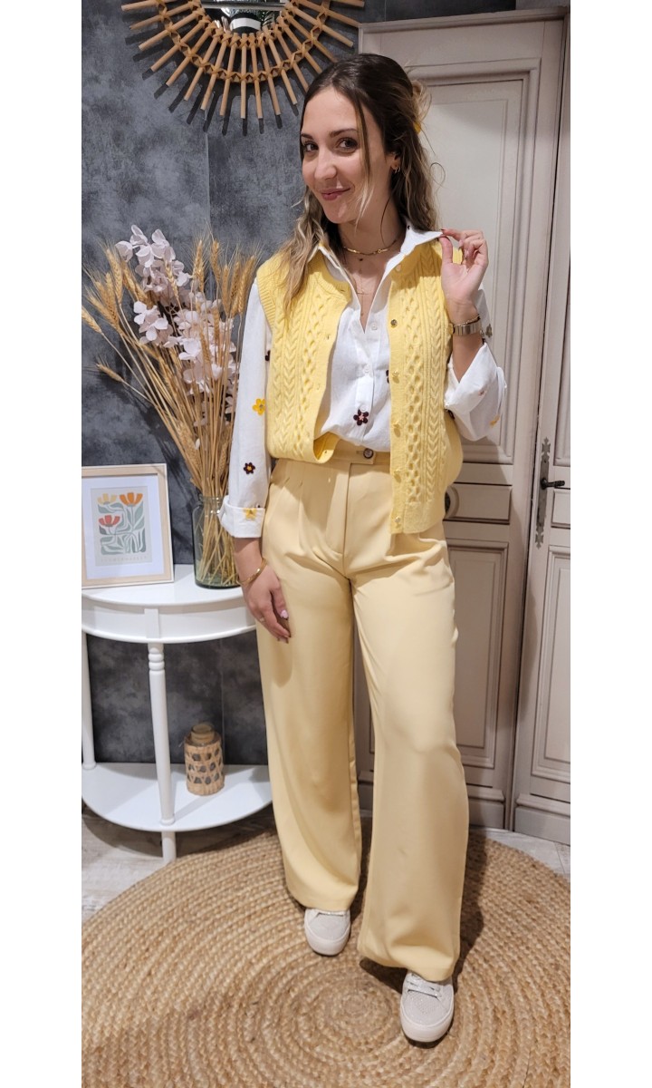 Pantalon Betty fluide à pince – coloris jaune