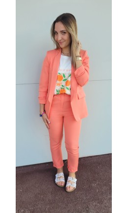Pantalon Kaede slim - dos élastique – coloris orange