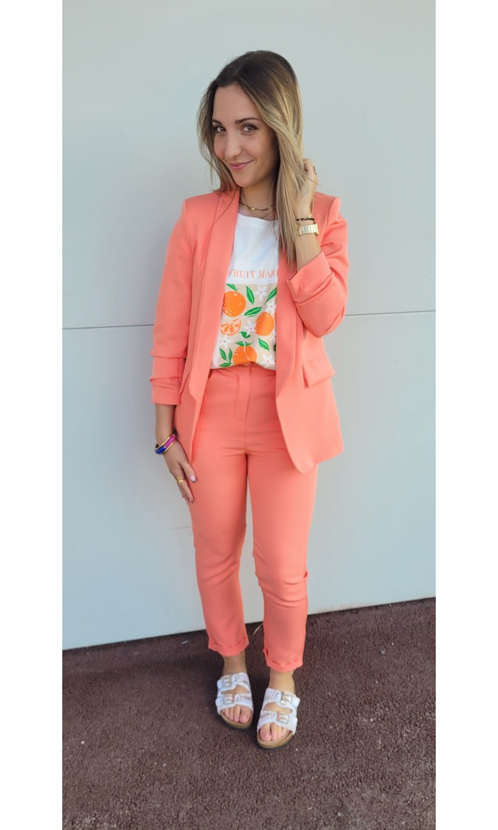 Pantalon Kaede slim - dos élastique – coloris orange