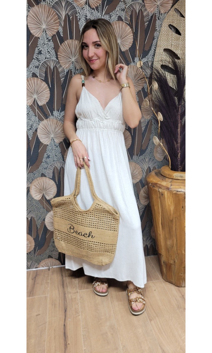 Robe Venus bretelles bijoux - coton et lin – coloris beige, vue 2