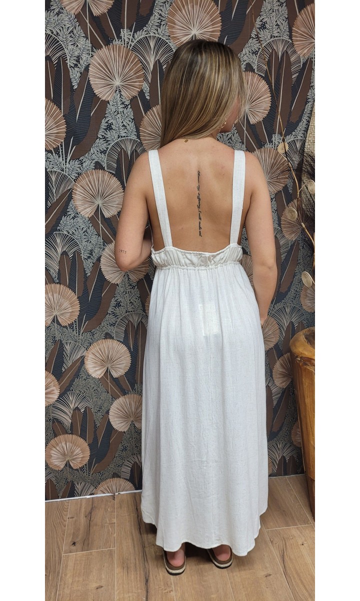 Robe Venus bretelles bijoux - coton et lin – coloris beige, vue 3