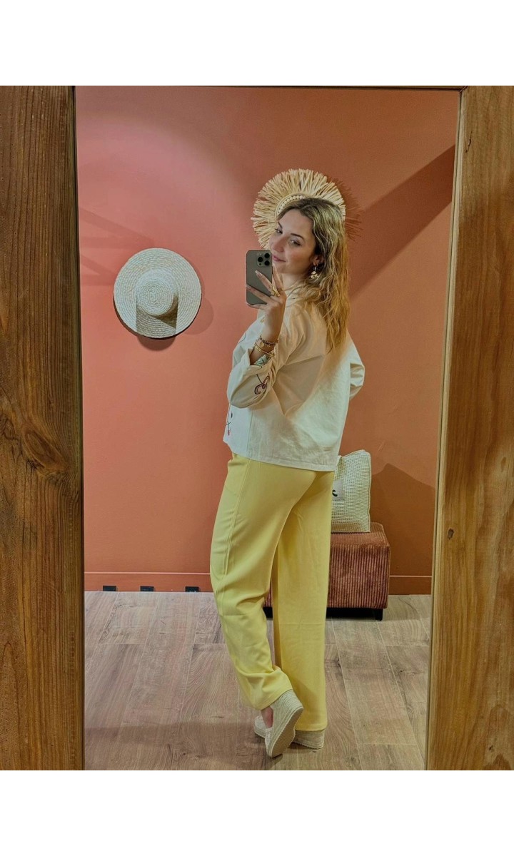 Chemise Servane brodée boutonnée – coloris beige, vue 4