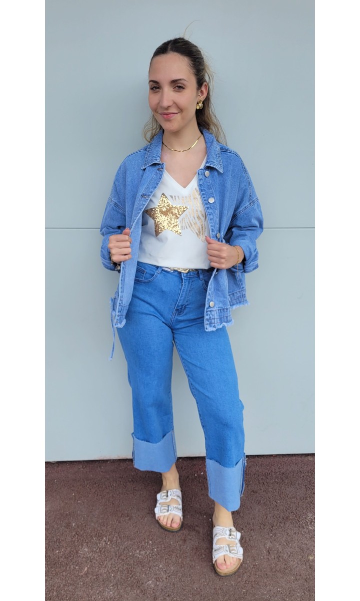 Veste Menita coupe loose - coton – coloris bleu, vue 3
