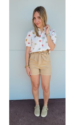 Short Kathy ceinture fluide – coloris beige