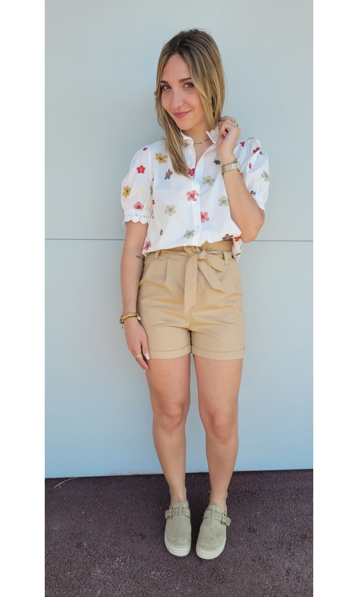Short Kathy ceinture fluide – coloris beige