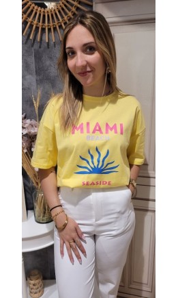 T-shirt Calie imprimé tendance - coton – coloris jaune
