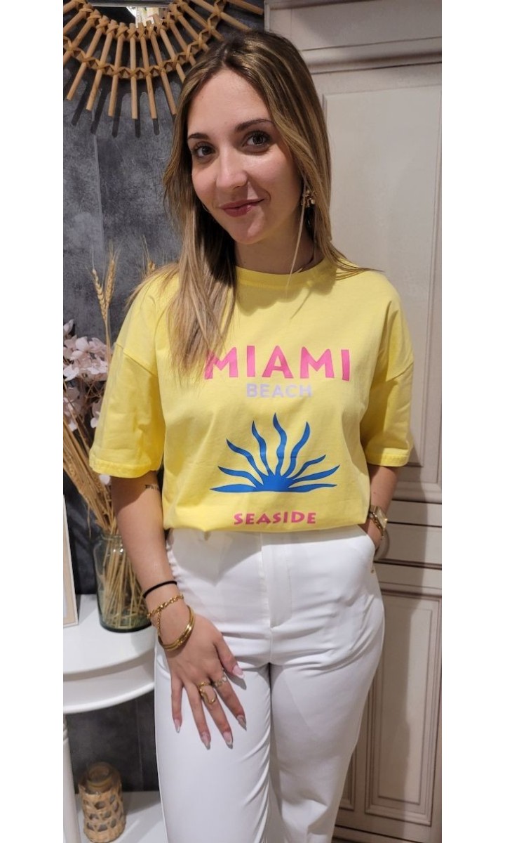 T-shirt Calie imprimé tendance - coton – coloris jaune