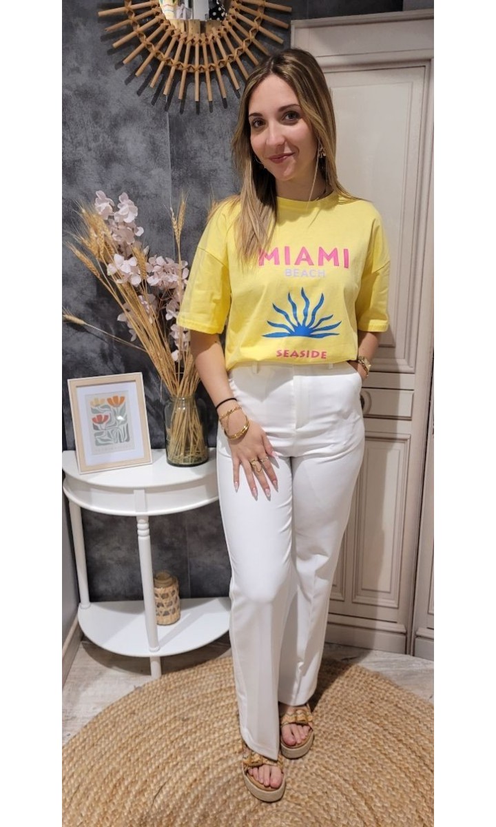 T-shirt Calie imprimé tendance - coton – coloris jaune, vue 2