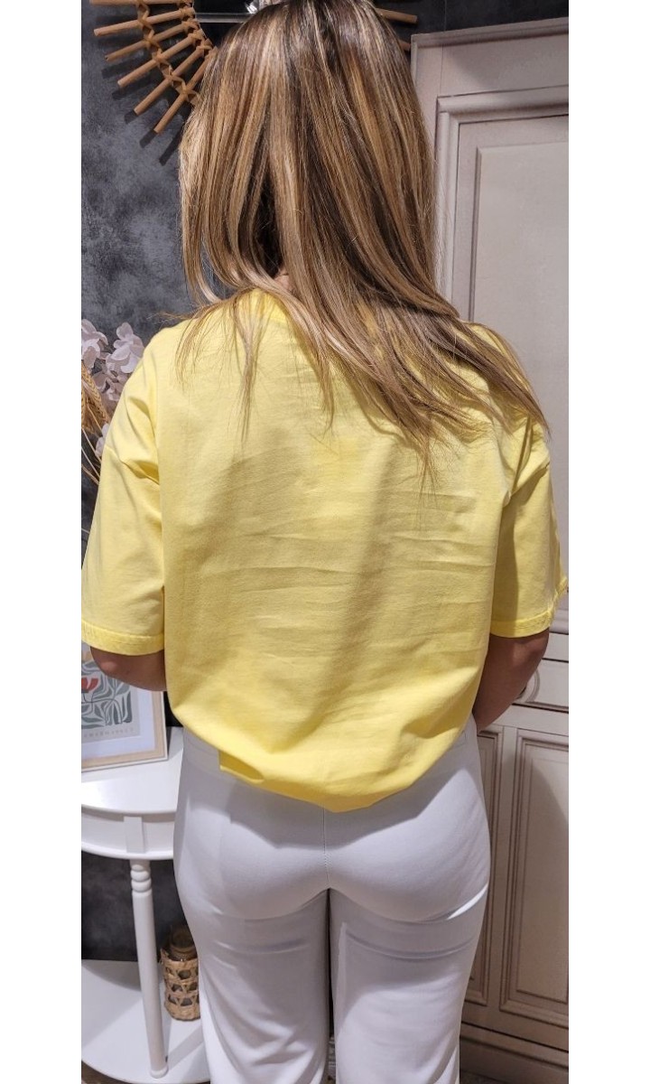 T-shirt Calie imprimé tendance - coton – coloris jaune, vue 3