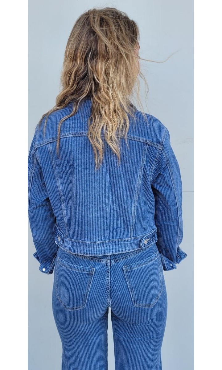 Veste Gwendo boutonnée - poche plaquée – coloris bleu, vue 2