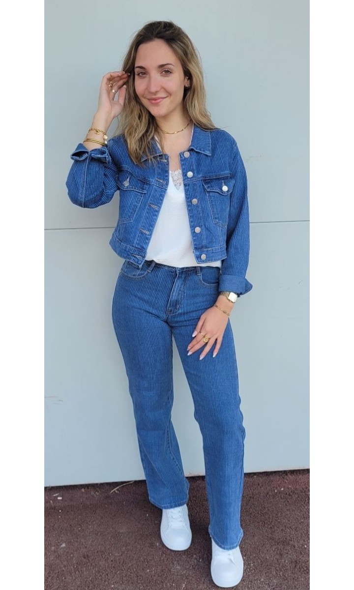 Veste Gwendo boutonnée - poche plaquée – coloris bleu, vue 3