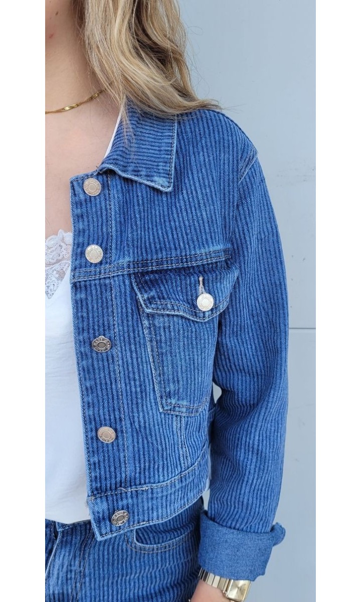 Veste Gwendo boutonnée - poche plaquée – coloris bleu, vue 4