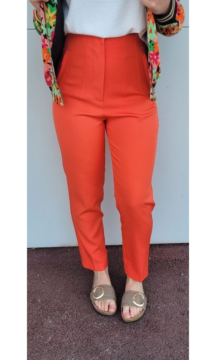 Pantalon Cemina à pince – coloris orange, vue 2