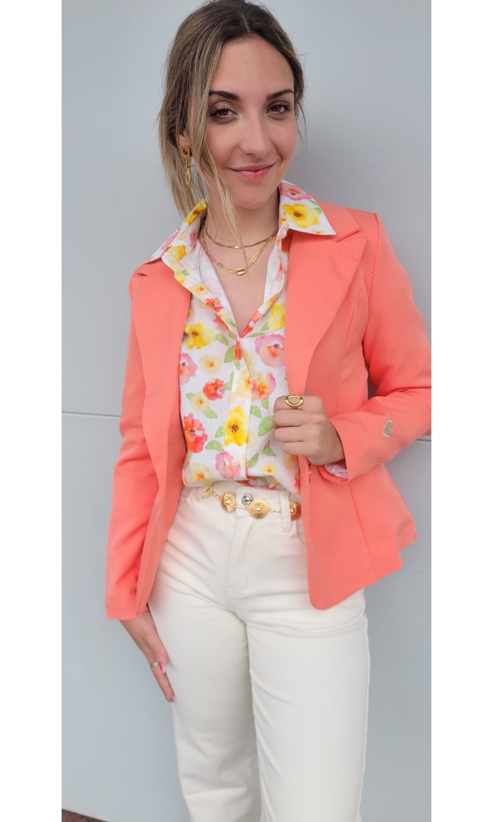 Veste Alexe doublée confortable – coloris corail