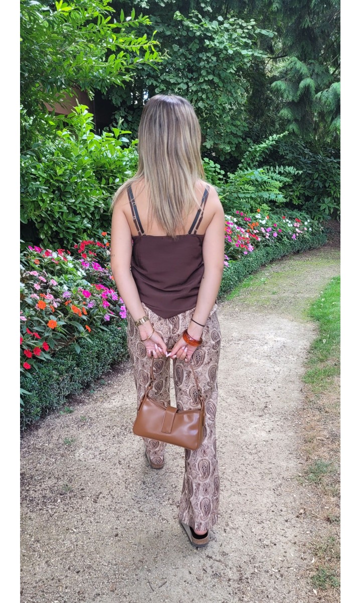 Pantalon Mickaela fluide - boutons déco – coloris marron, vue 3