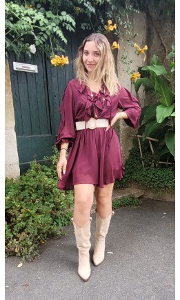 Robe Noemie à volants - doublée – coloris bordeaux