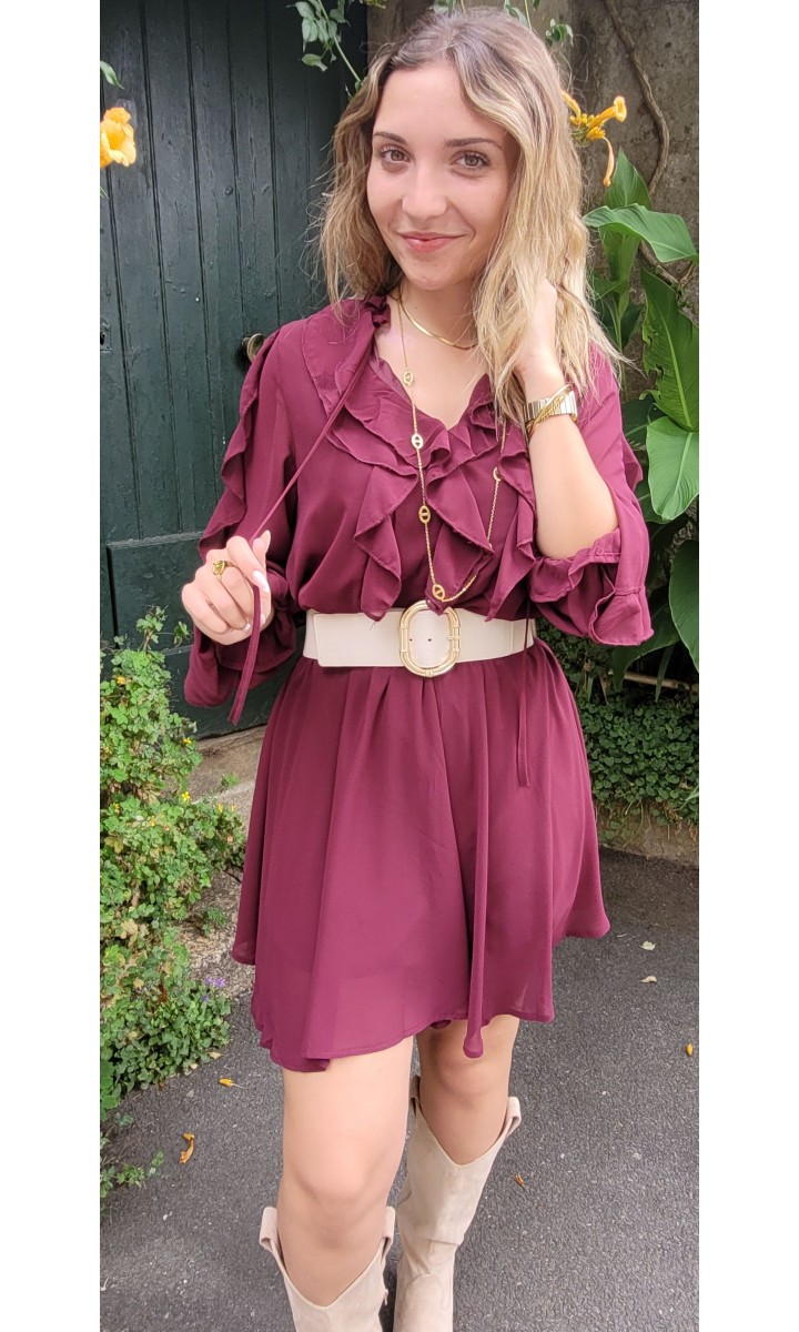 Robe Noemie à volants - doublée – coloris bordeaux, vue 2