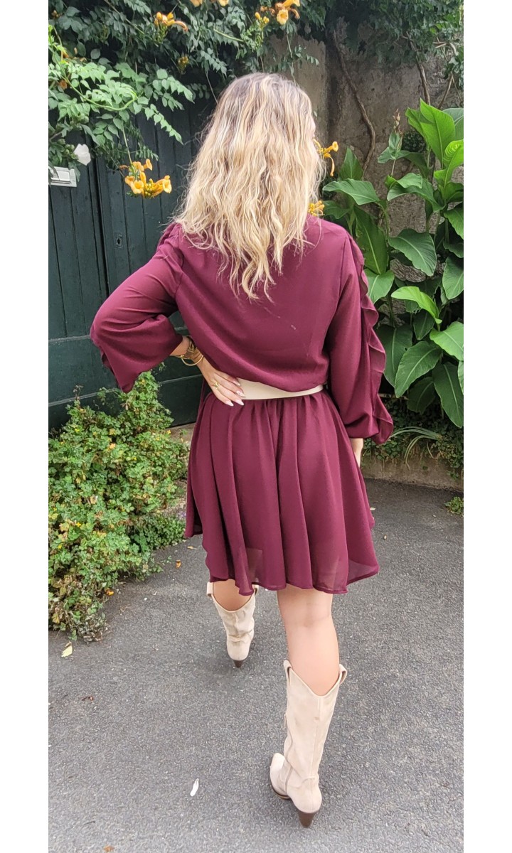 Robe Noemie à volants - doublée – coloris bordeaux, vue 3