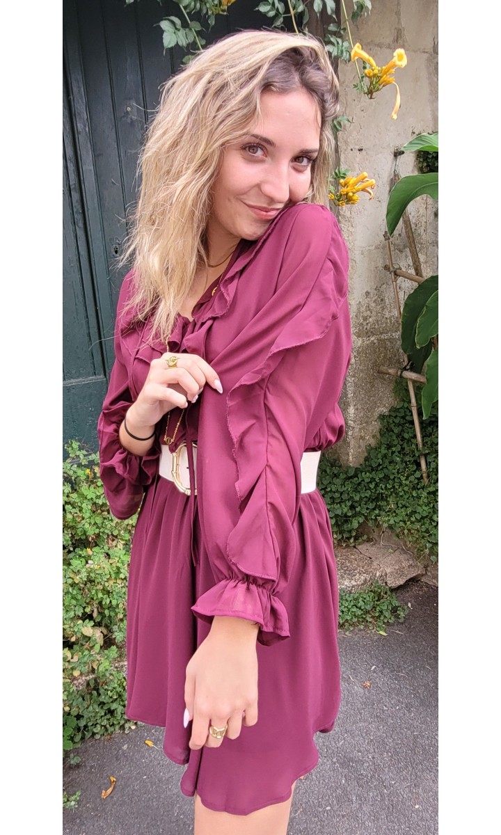 Robe Noemie à volants - doublée – coloris bordeaux, vue 4