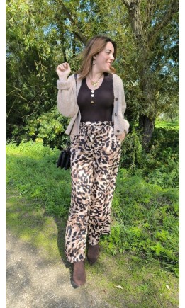 Pantalon Aka ceinture fluide - viscose – coloris marron